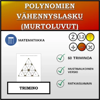 Trimino: Polynomien vähennyslasku (murtoluvut)
