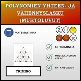 Trimino: Polynomien yhteen- ja vähennyslasku (murtoluvut)