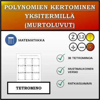 Tetromino: Polynomien kertominen yksitermillä (murtoluvut)