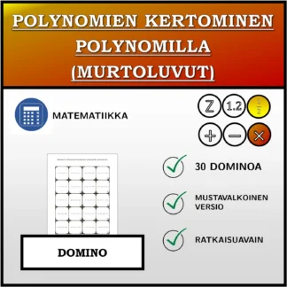 Domino: Polynomien kertominen polynomilla (murtoluvut)