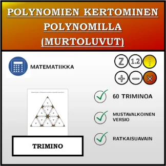Trimino: Polynomien kertominen polynomilla (murtoluvut)