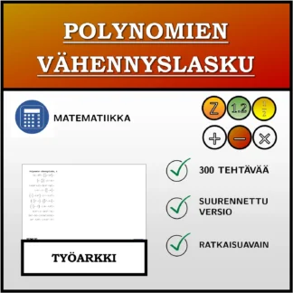 Työarkki: Polynomien vähennyslasku