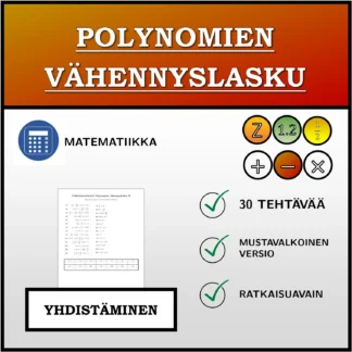 Yhdistämistehtävä: Polynomien vähennyslasku