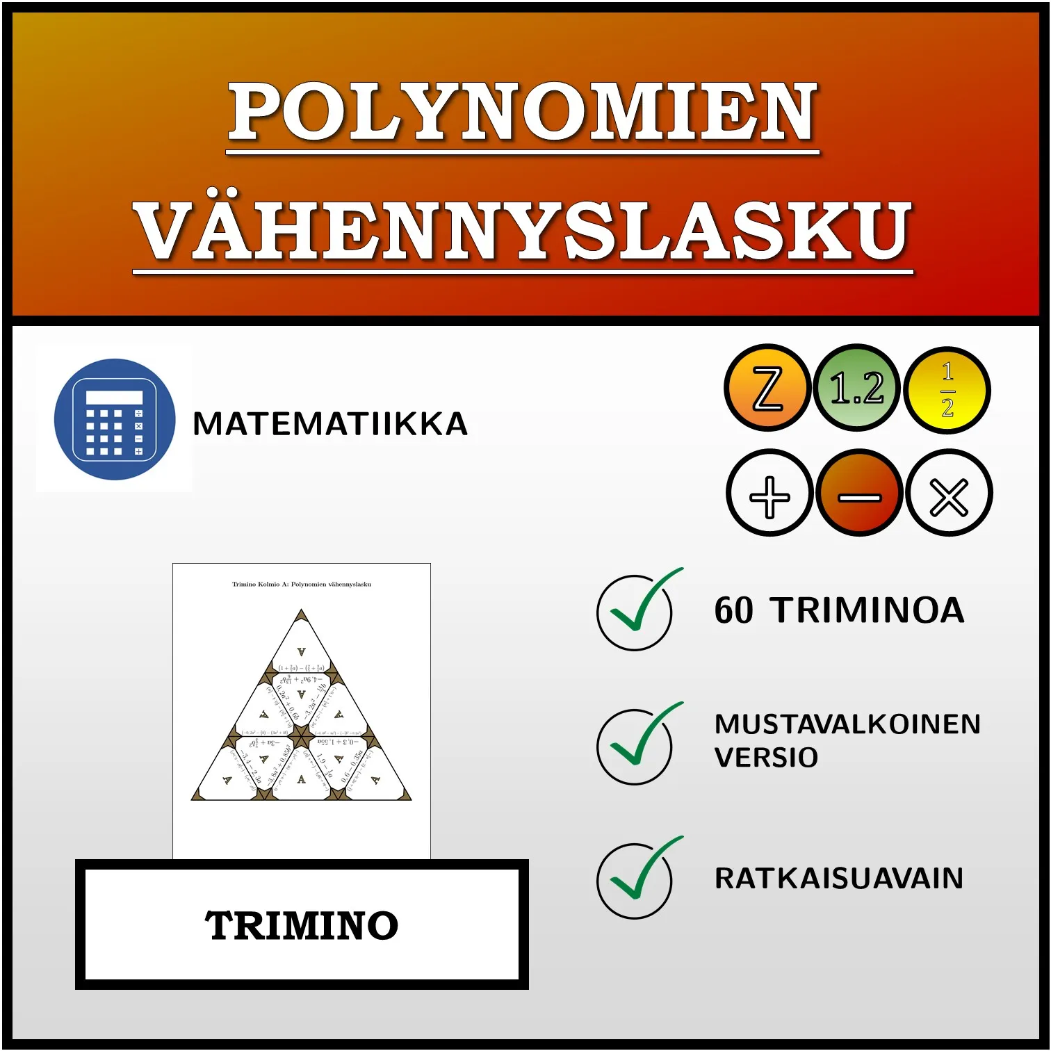 Trimino: Polynomien vähennyslasku