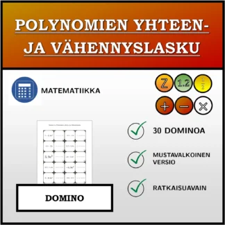 Domino: Polynomien yhteen- ja vähennyslasku