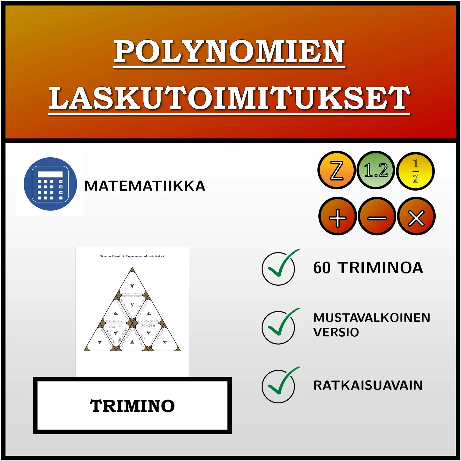 Trimino: Polynomien laskutoimitukset