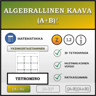 Tetromino: Algebrallinen kaava (A+B)², sieventäminen (kokonaisluvut)