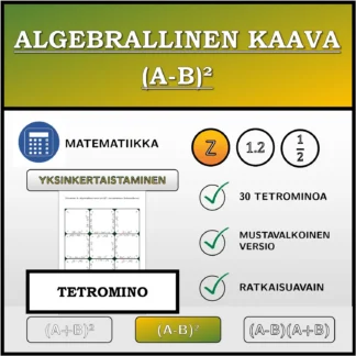 Tetromino: Algebrallinen kaava (A-B)², sieventäminen (kokonaisluvut)