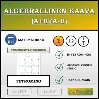 Tetromino: Algebrallinen kaava (A+B)(A-B), sieventäminen (kokonaisluvut)