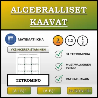 Tetromino: Algebralliset kaavat, sieventäminen (kokonaisluvut)