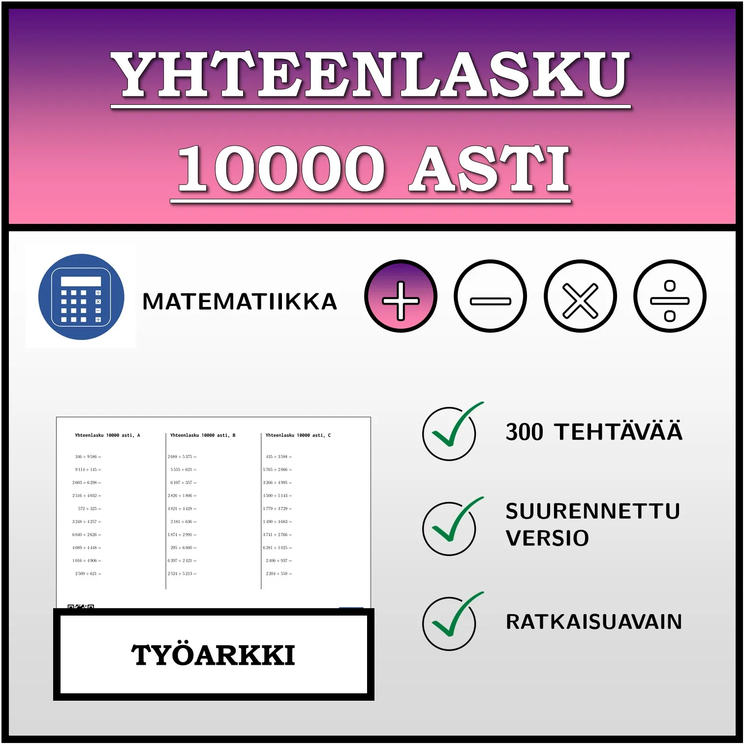 Työarkki: Yhteenlasku 10000 asti