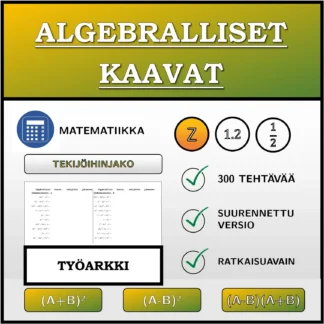 Työarkki: Algebralliset kaavat, tekijöihin jakaminen (kokonaisluvut)
