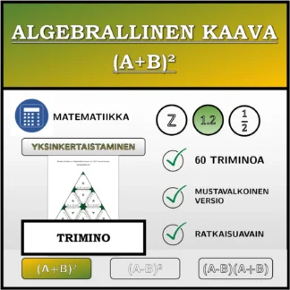 Trimino: Algebrallinen kaava (A+B)², sieventäminen (desimaaliluvut)