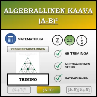 Trimino: Algebrallinen kaava (A-B)², sieventäminen (desimaaliluvut)