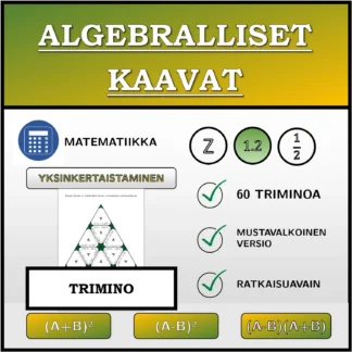 Trimino: Algebralliset kaavat, sieventäminen (desimaaliluvut)