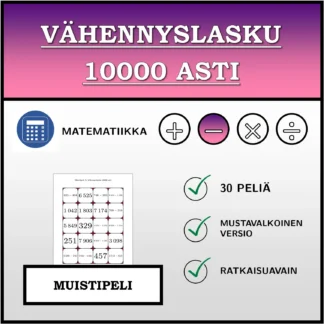 Muistipeli: Vähennyslasku 10000 asti