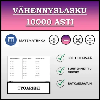 Työarkki: Vähennyslasku 10000 asti