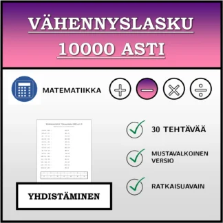 Yhdistämistehtävä: Vähennyslasku 10000 asti