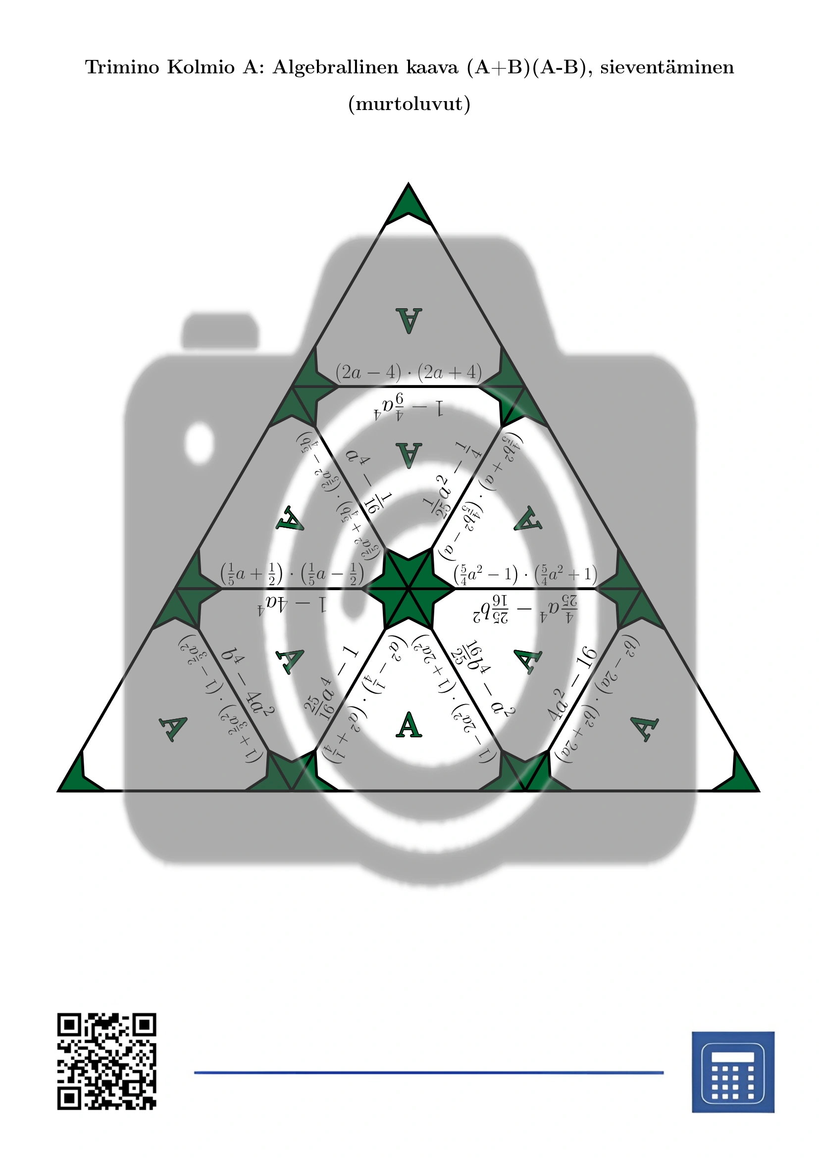 Trimino: Algebrallinen kaava (A+B)(A-B), sieventäminen (murtoluvut) - Image 2
