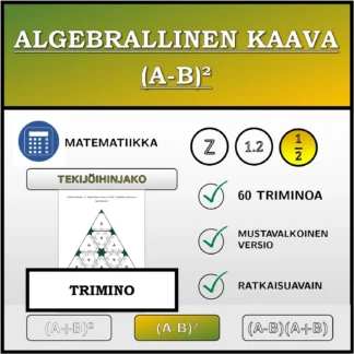 Trimino: Algebrallinen kaava (A-B)², tekijöihin jakaminen (murtoluvut)