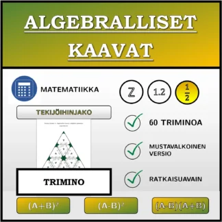 Trimino: Algebralliset kaavat, tekijöihin jakaminen (murtoluvut)