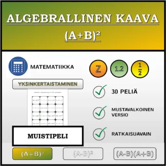 Muistipeli: Algebrallinen kaava (A+B)², sieventäminen