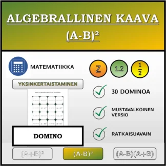 Domino: Algebrallinen kaava (A-B)², sieventäminen