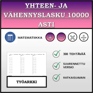 Työarkki: Yhteen- ja vähennyslasku 10000 asti