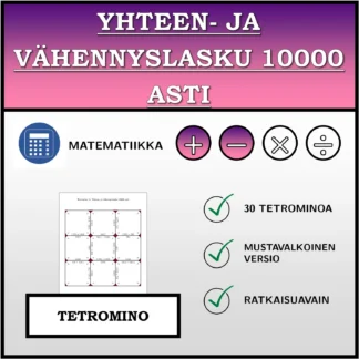 Tetromino: Yhteen- ja vähennyslasku 10000 asti
