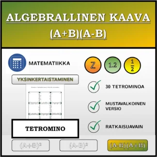 Tetromino: Algebrallinen kaava (A+B)(A-B), sieventäminen