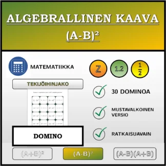 Domino: Algebrallinen kaava (A-B)², tekijöihin jakaminen