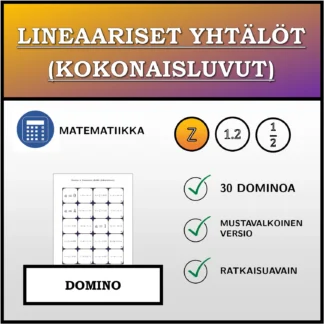 Domino: Lineaariset yhtälöt (kokonaisluvut)