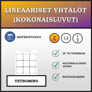Tetromino: Lineaariset yhtälöt (kokonaisluvut)