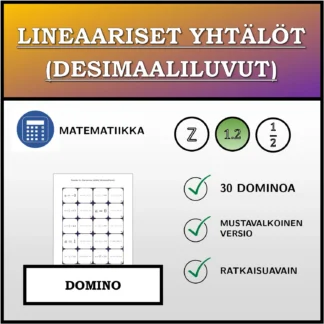 Domino: Lineaariset yhtälöt (desimaaliluvut)