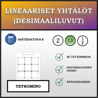 Tetromino: Lineaariset yhtälöt (desimaaliluvut)