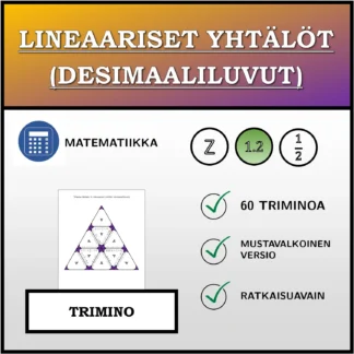 Trimino: Lineaariset yhtälöt (desimaaliluvut)