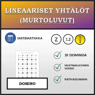 Domino: Lineaariset yhtälöt (murtoluvut)