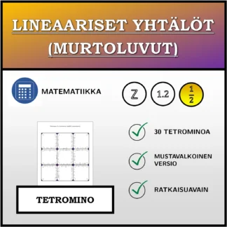 Tetromino: Lineaariset yhtälöt (murtoluvut)
