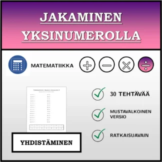 Yhdistämistehtävä: Jakaminen yksinumerolla