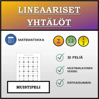 Muistipeli: Lineaariset yhtälöt