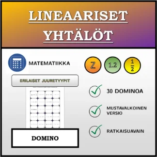 Domino: Lineaariset yhtälöt, erilaiset ratkaisutyypit