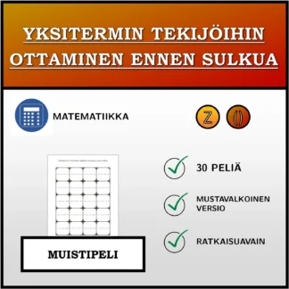 Muistipeli: Yksitermin tekijöihin ottaminen ennen sulkua