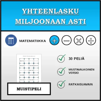 Muistipeli: Yhteenlasku miljoonaan asti