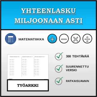 Työarkki: Yhteenlasku miljoonaan asti