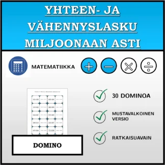 Domino: Yhteen- ja vähennyslasku miljoonaan asti