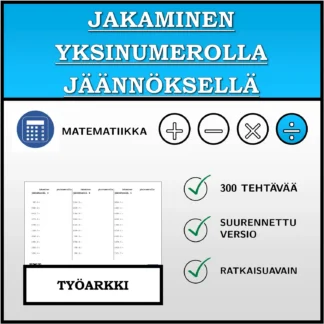 Työarkki: Jakaminen yksinumerolla jäännöksellä