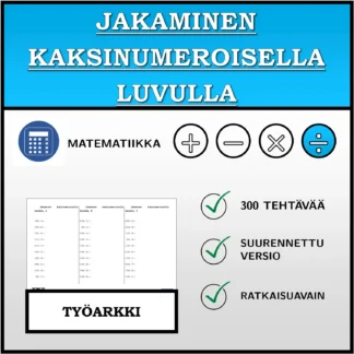 Työarkki: Jakaminen kaksinumeroisella luvulla