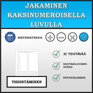 Yhdistämistehtävä: Jakaminen kaksinumeroisella luvulla
