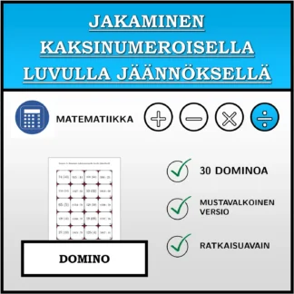 Domino: Jakaminen kaksinumeroisella luvulla jäännöksellä