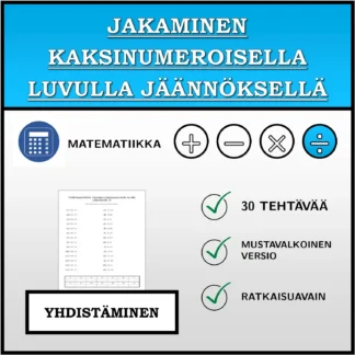 Yhdistämistehtävä: Jakaminen kaksinumeroisella luvulla jäännöksellä